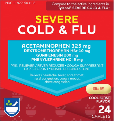 #ad Severe Flu and Cold Relief Caplets 24 Count Pain Relief Congestion Relief $14.92