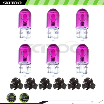 #ad 6x T10 Purple Halogen Bulbs Instrument Panel Light 6x T10 socket 1 2quot; For Ford $9.29