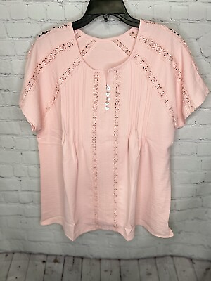 #ad #ad Paitluc Women’s Blouse Sweetheart V Neck W Lace amp; Pleating Detail Size L New $11.99