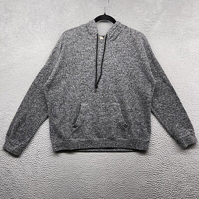 #ad Lily White Womens Hooded Sweater Gray Knit Pullover Drawstring Size XL $11.07