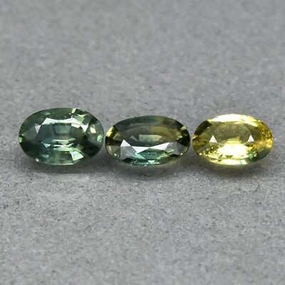 #ad GRA Certified 1.40Ct 3Pcs Natural Sapphire Yellow Blue Green Heated Gemstones $120.00