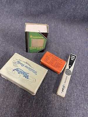 #ad Lot of Small Vintage Office Supply Boxes and Items Graffco Scripto Dixon Labels $15.00