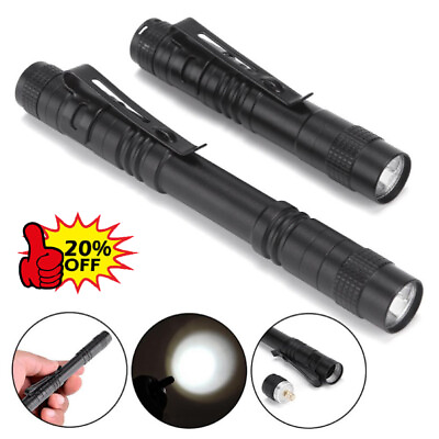 #ad LED Flashlight Clip Mini Light Penlight Pocket Portable PenTorch Lamp NEW $2.74