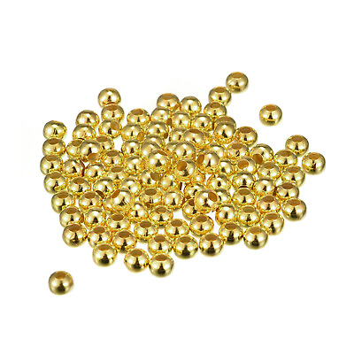 #ad 200Pcs 5mm Round Spacer Beads Jewelry Making Spacer Loose Ball Bead Gold Tone $7.31