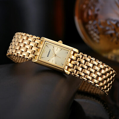 #ad Berny Gold Ladies Dress Watch Rectangle Stainless Steel Japanese Quartz Movement AU $179.99