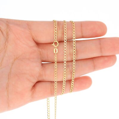 #ad 10K Yellow Gold 2mm 7.5mm Curb Cuban Chain Link Necklace or Bracelet 7quot; 30quot; $90.99