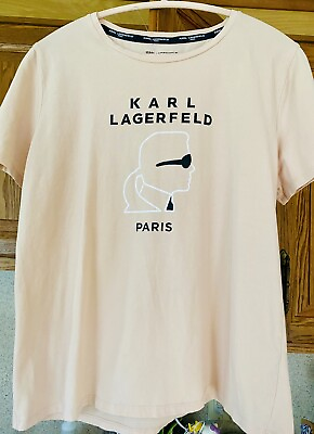#ad Karl Lagerfeld Paris Womens Silhouette Light Pink Tee Large $25.00