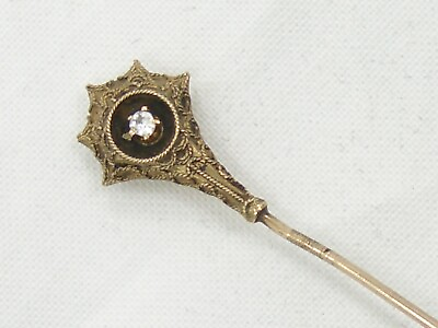#ad Estate 10K Gold Antique Diamond Spider Web Style Stick or Lapel Pin ex 60 $209.99