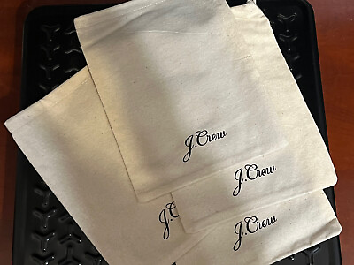 #ad J. Crew Off White Cursive Logo Dust Bags lot of 4 bags Jewelry Storage 6quot;x8quot; $9.99