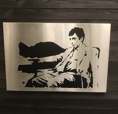 #ad Stainless Steel Art Wall Decor Laser Cut Metal Scarface Al Pacino Man Cave 36” $225.00