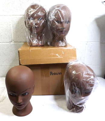 #ad 4 Bald Mannequin Head Female Professional Cosmetology Hair Wigs Display $99.99