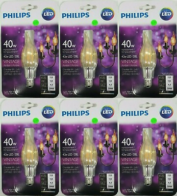 #ad Philips Bulb Vintage LED E12 Base 40W 4.5W Candelabra Dimmable Indoor 6 PACK $20.99