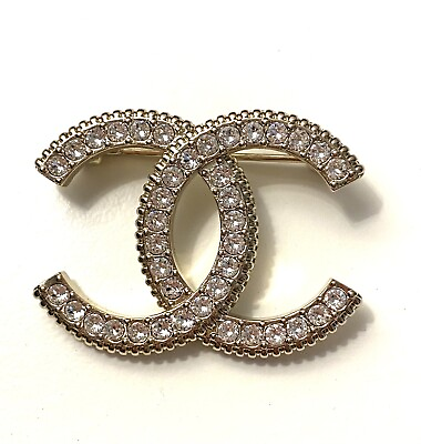 #ad Chanel Gold Crystal Brooch Pin $540.00