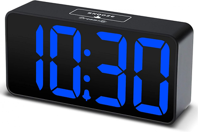 #ad DreamSky Compact Digital Alarm Clock with USB Port for Charging Blue Digit $22.02