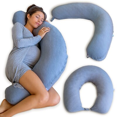 #ad PharMeDoc Crescent Pregnancy Pillow Nursing Breastfeeding Grey Cooling Cover $39.99