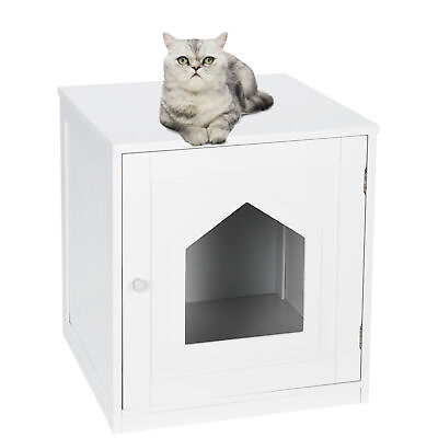 #ad Decorative Cat House Side Table Cat Home Stand Pet Crate Indoor Box $39.59