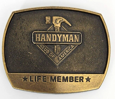 #ad Belt Buckle HANDYMAN CLUB OF AMERICA Brass Hammer 1996 Lifetime Member 3quot; VTG $9.99