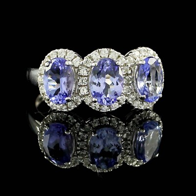 #ad HSN Colleen Lopez 2.27ct Tanzanite amp; Zircon Sterling 3 Stone Ring Size 5 $269.68
