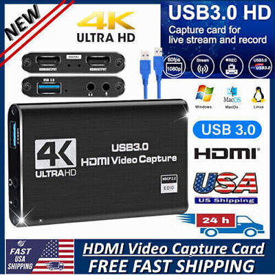 #ad USB 3.0 HDMI Video Capture Card 1080P 4K 60fps Game Video Record Live Streaming $20.97