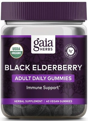 #ad Black Elderberry Adult Daily Gummies Gaia Herbs 4 Vegan Organic Gummies $12.99