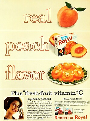 #ad Royal gelatin ad vintage 1961 peach flavor original advertisement $14.93