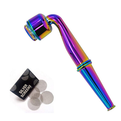#ad Rainbow Metal Smoking Pipe w Bowl amp; Lid Tobacco Herb Portable Filter Pocket Pipe $9.99