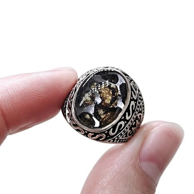 #ad Brenham pallasite Meteorite Ring S925 silver Ring Jewelry TB315 $69.52