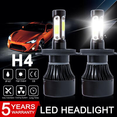 #ad Pair 9003 H4 4 SIDE LED Headlight Bulbs Kit Highamp;Low Beam 6500K Bright White US $11.68
