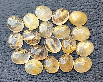 #ad Natural Golden Rutilated Quartz Oval Shape Cabochon Loose Gemstone 12X10 MM $4.80
