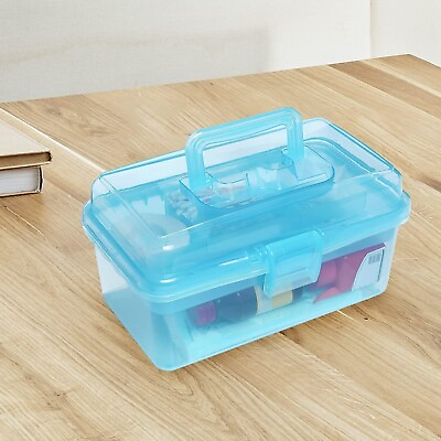 #ad Clear Blue Multipurpose First Aid Arts amp; Craft Supply Case Storage Box w Tray $25.99