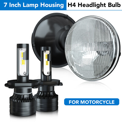 #ad For 1999 2009 Motorcycle Night Train 7quot; Sealed Beam Glass HEADLIGHTs H4 Bulbs $132.53