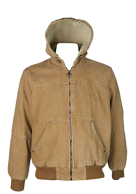 #ad G.H. BASS amp; Co. US Men’s M Brown Cotton Canvas Sherpa Lined Hooded Work Jacket $55.99