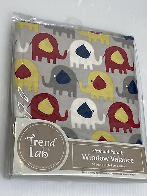 #ad Window Valance Elephant Parade Curtain Nursery Kids 56inx15in Trend Lab $9.51