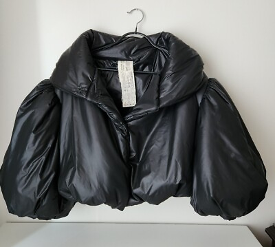 #ad Brand New Little Creative Factory Women#x27;s Black Cropped Puffy Jacket Size XS S M $299.00