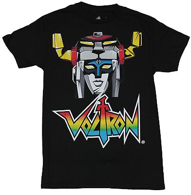 #ad Voltron Mens T Shirt Classic Cartoon Head Over Colorful Logo Image $14.98