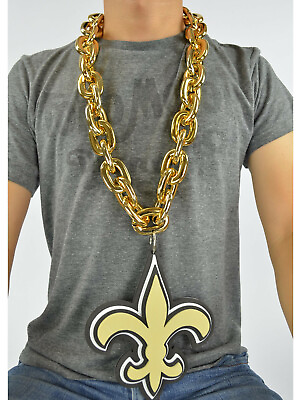 #ad New NFL New Orleans Saints GOLD Color Fan Chain Necklace Foam $32.18