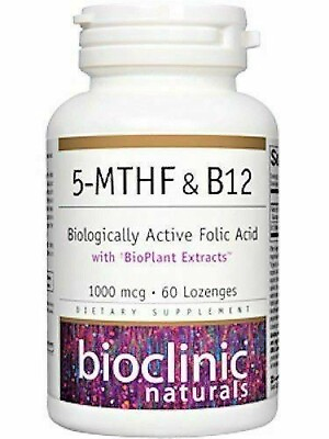 #ad Bioclinic Naturals 5 MTHF amp; B12 Biologically Active Folic Acid 60 Lozenges $19.03