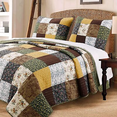 #ad Cozy Line Home Fashions Andy Mustard Yellow Country Farmhouse Real Patchwork Qui $208.72