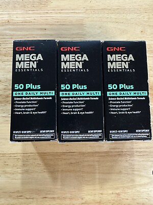 #ad 3 Pk GNC Mega Men 50 Plus One Daily Multivitamin 60 Tablets Science Backed $24.95