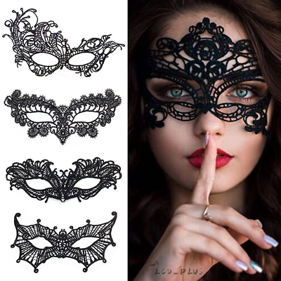 #ad Sexy Women Black Lace Eye Face Mask Masquerade Party Ball Prom Halloween Costume $4.24