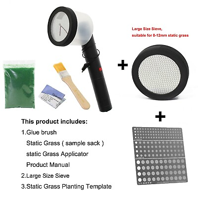 #ad Portable Static Grass Flocking Applicator Machine 2 Sieves Grass Plant Template $33.99