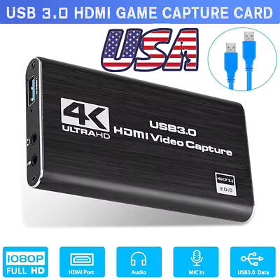 #ad Video Game Capture Card 4K 1080P 60FPS HDMI to USB 3.0 Capture Card PS4 PC OBS $20.97