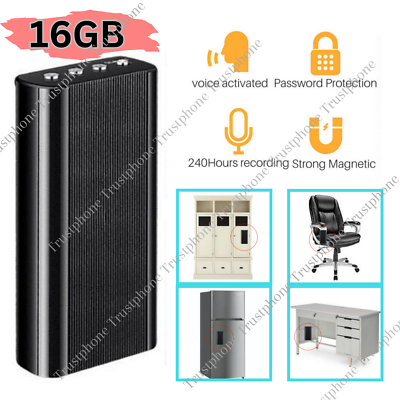 #ad 240 Hr Mini Spy Voice Activated Recorder Digital Audio Magnetic 16GB MP3 Player $34.81