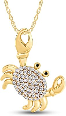 #ad Crab Charm Pendant 18quot; Necklace Simulated Birthstone 14K Yellow Gold Plated $60.30