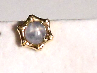 #ad single stud earring blue star sapphire solid 14k yellow gold. $198.40