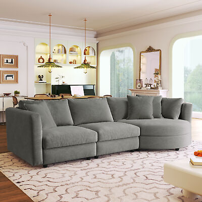 #ad 3 seater Cushioned Combination Sofas with 3 Comfortable Pillows and Curved Seat $906.56
