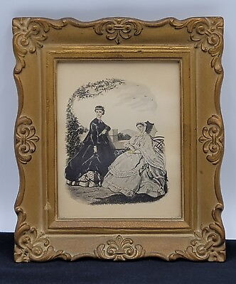 #ad Early 20th Century La Mode Illustrée French Fashion Print 7 x 6 in. Framed amp; N# $35.00