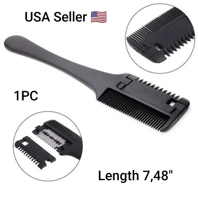#ad 1PC Double Sides Hair Razor Comb With 2 Removable Blades Cutter Cutting Thinning $5.79