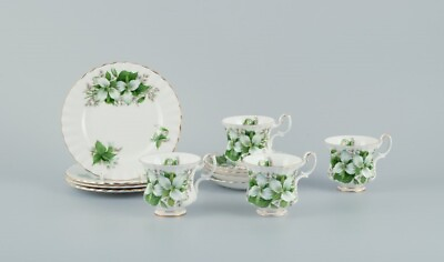 #ad Royal Albert England. Four quot;Trilliumquot; coffee cups with saucers and cake plates $340.00