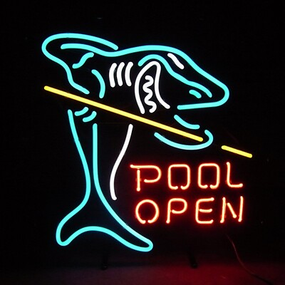 #ad Pool Shark Open Billiards Neon Light Sign 17quot;x14quot; Lamp Bar Decor Hanging UX $122.78